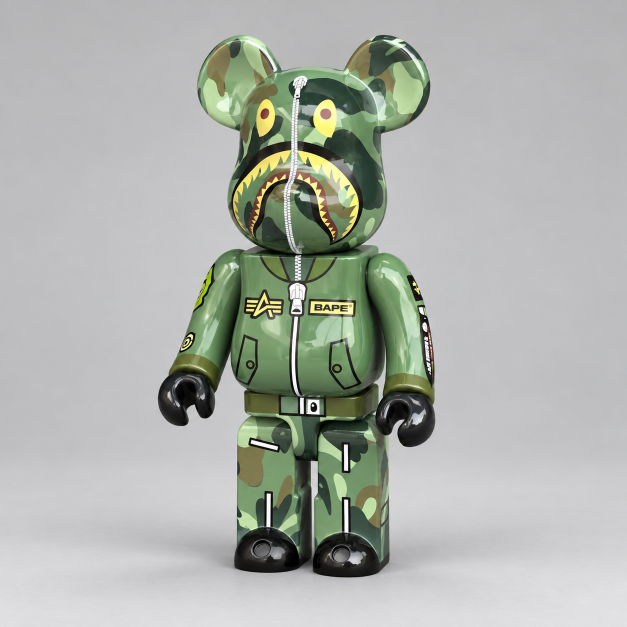 Bearbrick BAPE Shark Camo Green